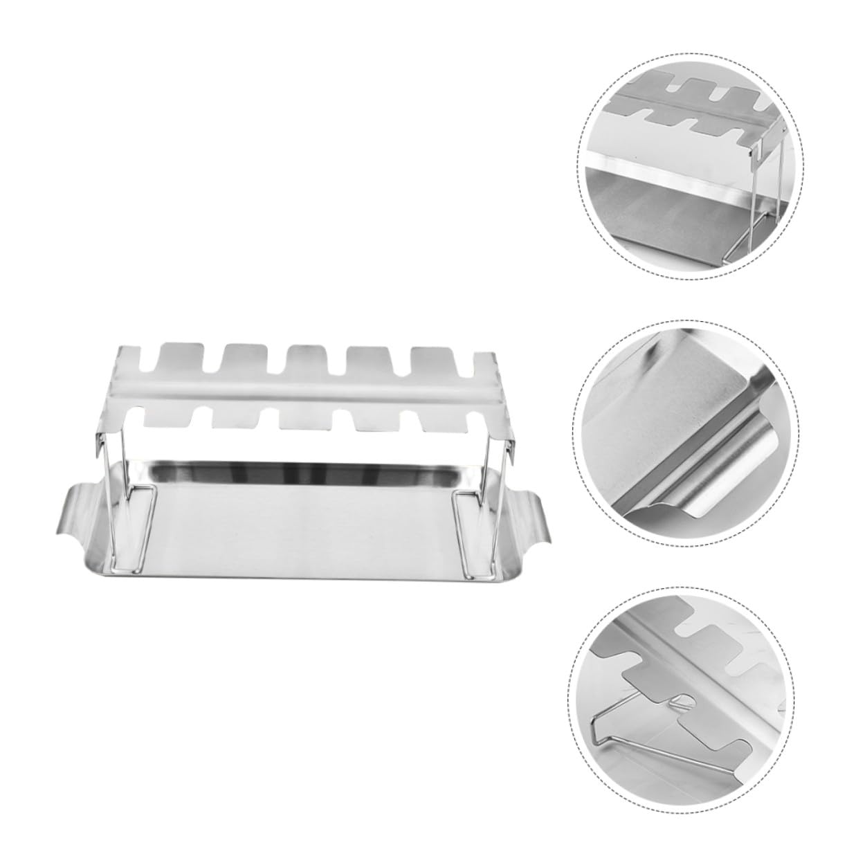 Soporte para Pollo de Acero Inoxidable con Bandeja Antigoteo Parrilla Plegable para Barbacoa Herramienta Práctica para Exteriores y para Parrilladas Familiares y Camping