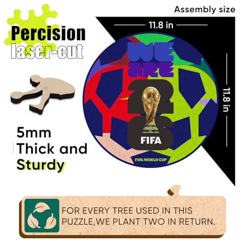 Image of FIFA 2026 World Cup Soccer Wooden Puzzle for Adults, 5MM Thick, Puzzle for Football Fans, Officially Licensed Product, 200 Pieces Irregular Shape Jigsaw Puzzles for Adults,10 x 10