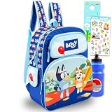 Bluey Backpack for Kids - Bundle with 16' School Bag, Water Bottle, Stickers, More | Bluey and Bingo School Bag for Girls, Boys, Kids