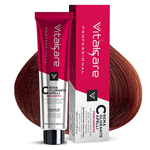 Vitalcare | Professional - Colorazione Permanente Professionale, Crema Colorante Capelli, Tintura Capelli con Proteine della Seta, n° 6/6, Rosso Intenso, 100ml