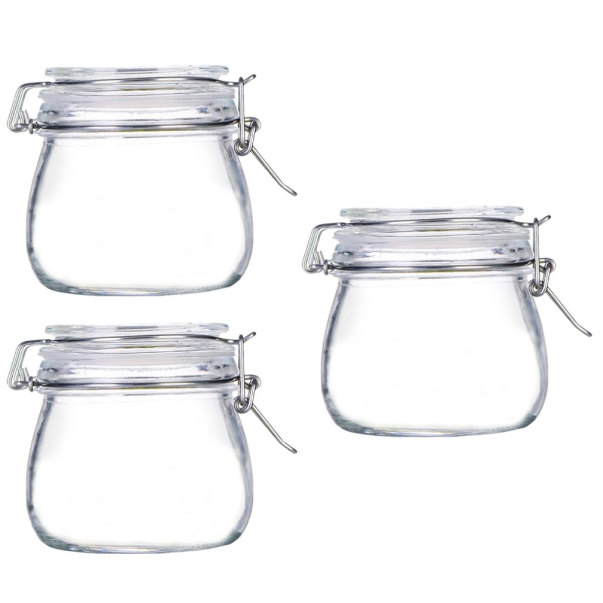 BESPORTBLE Barattoli Ermetici in Vetro Borosilicato 500Ml Set da 3 Contenitori Sigillabili per Alimenti con Chiusura a Fibbia e Coperchio Multiuso per Conservazione Domestica e Sottaceti