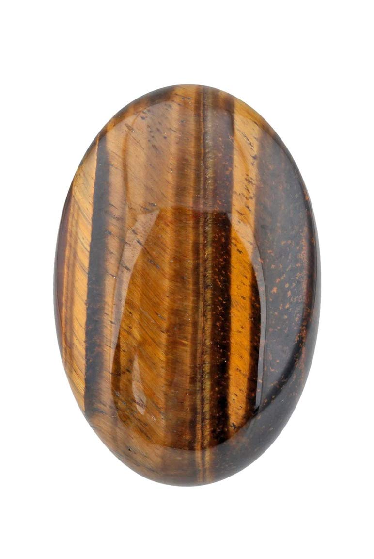 REBUY® Oval Tiger Eye Worry Stones, Palm Pocket Energy Massage Stone, Healing Crystal Meditation Stress Relief, Set of 2 Stones