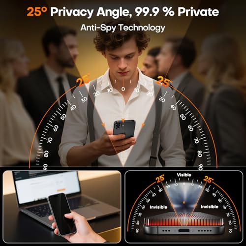 Image of TOCOL Privacy Screen Protector for 17 /16 Pro 6.3 inch 9H Hardness Military Grade Shatterproof HD Tempered Glass for Full Coverage Easy Installation 2 Pack