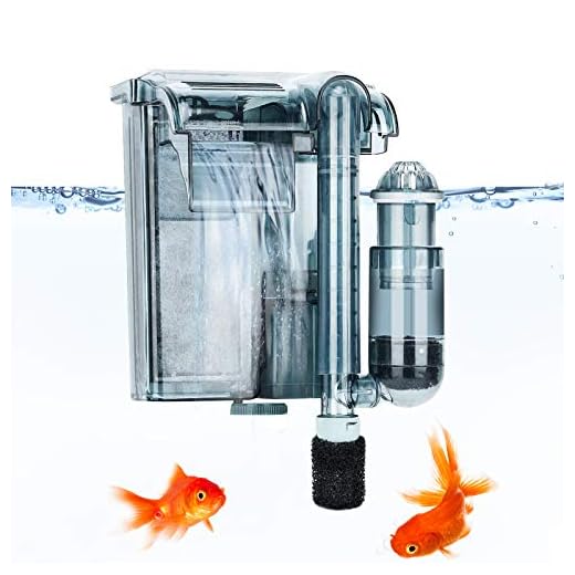 AQQA Aquariums Power Filter 5-10 Gallon,2W External Hang On Fish Tank Sponge Filter with Surface Skimmer,Adjustable Flowrate 3-Step Filtration Cascade for Freshwater Saltwater Fish Tank(A-Set)