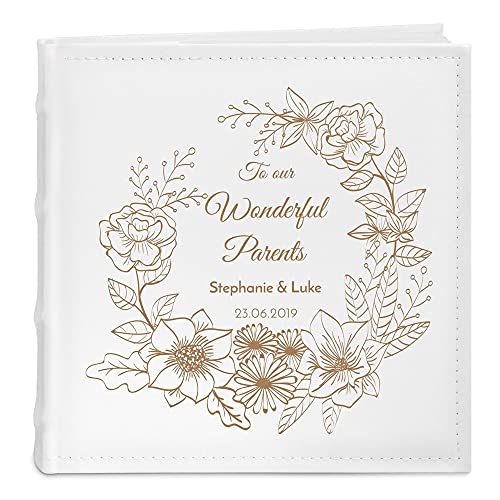 Maverton - Photo Album with writing space - Engraved photo book - Photo storage for 200 pictures - Great gift idea - Customized present for wedding - WREATH