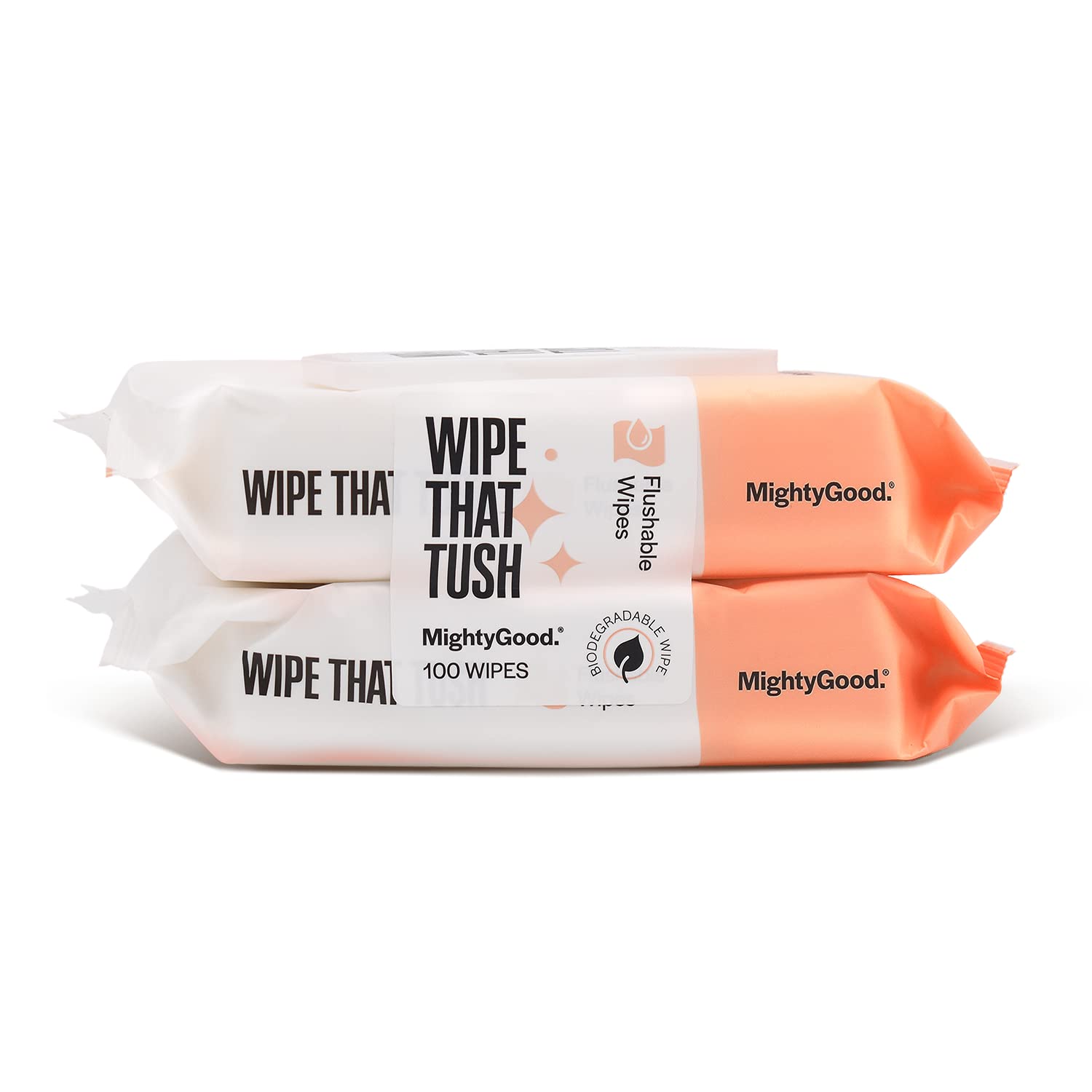 Wipe That Tush Flushable Wipes - 2 Packs of 50-100 Total - Hypoallergenic & Fragrance-Free Wipes with Aloe - Flushable Tested & Septic-Safe