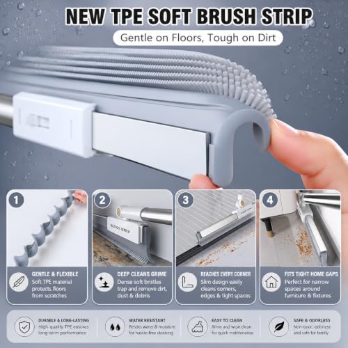 Image of Rubber Squeegee Broom for Floor, Broom with Scrubbing Teeth, Silicone Pet Hair Remover,Magic Squeegee Broom Removes Water Spots, Stains, Grease, and Glass Surfaces. (Wiper+Scruber 2 in 1)