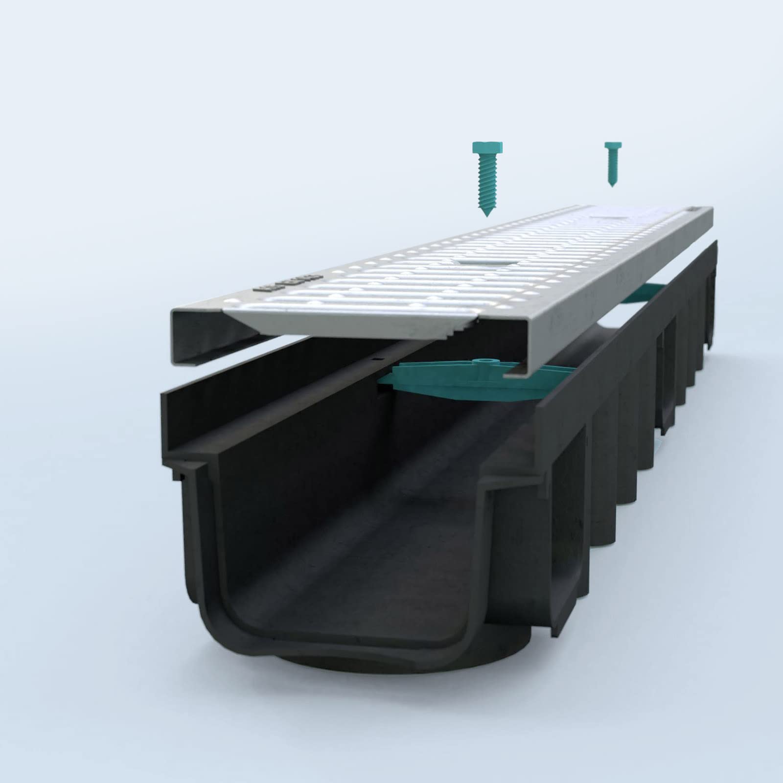 HYDROTEC Entwässerungsrinne SELFline mit verzinktem Stahlrost 3er Set Klasse A15 3 Meter