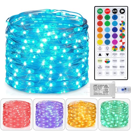 Fairy Lights USB Plug in 33ft 100LEDs with Remote, Warm White 20 Color Changing Light Twinkle Firefly String Lights for Bedroom Party Wedding Christmas Tapestry, Multicolor Colors (USB&Plug)