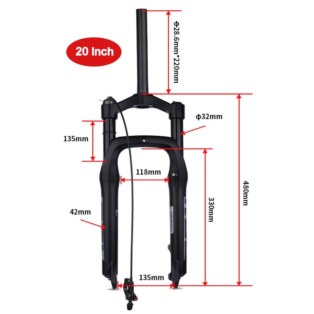 Widelec amortyzowany do MTB XC 20 i 26 cali, rura prosta 28,6 mm, przedni widelec powietrzny do roweru górskiego, piesze wędrówki QR 135 x 9 mm, zdalne blokowanie ręczne