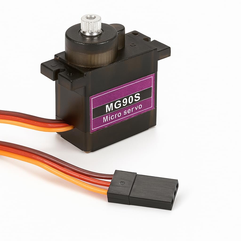 5 x Micro Servo Moteur MG90S 360º en Metal, Noir, Pour Hélicoptère RC Smart Robot Voiture Avion Bateau, Connecteur à 3 fils, Contrôle de Mouvement de Précision, Robotique et Modélisme