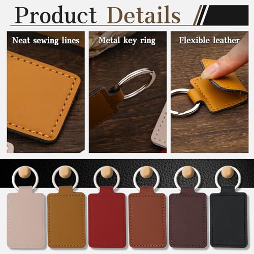 30Pcs Leather Key Fob Kit, Leather Keychains Laser Engraving Blanks - Image 3