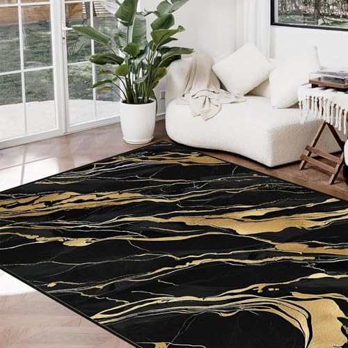 Tapete black gold 5'x7' para sala y dormitorio miniatura 3