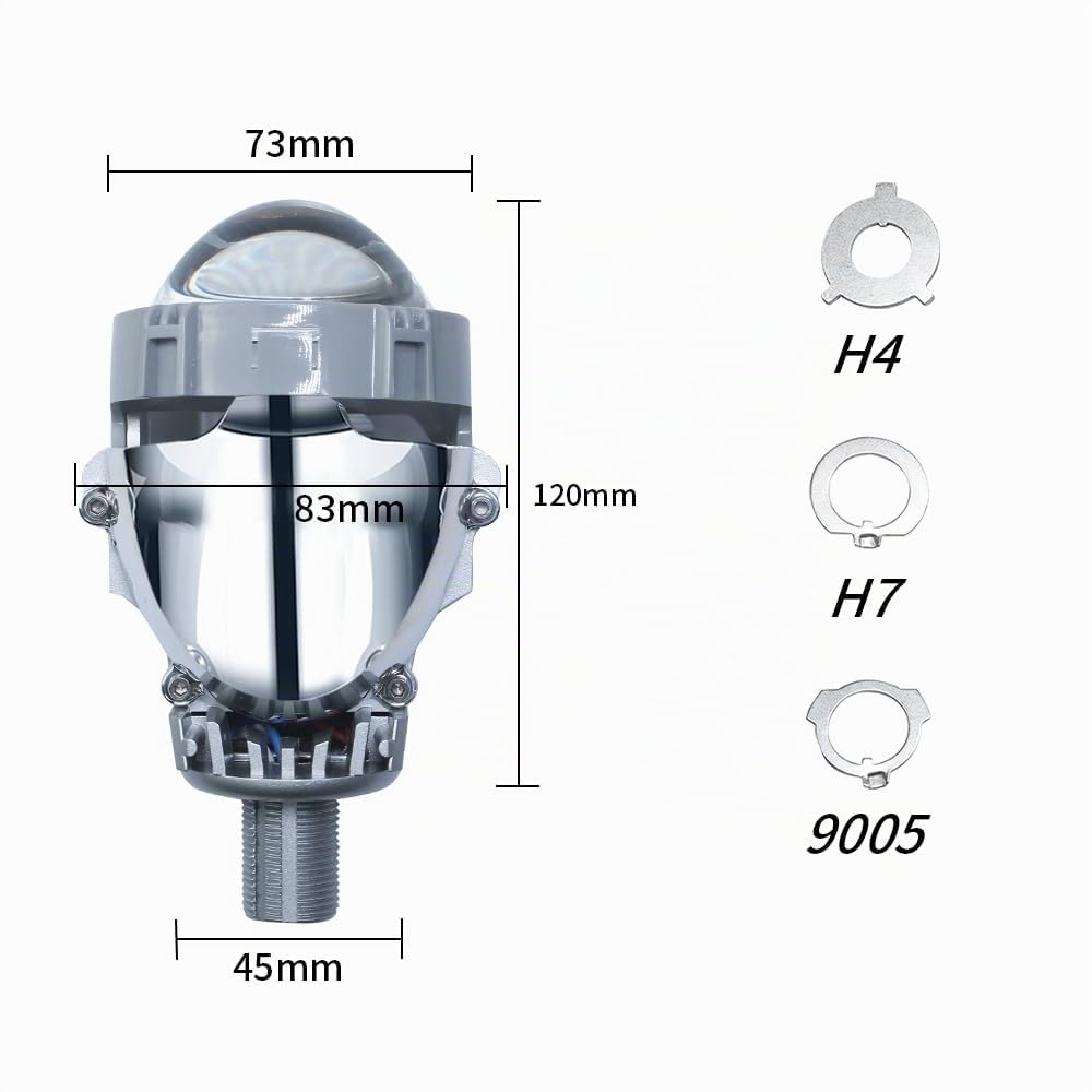 2 Projecteurs Bi-LED Effet Laser 12V 40W 2.5 Pouces 7000lm Conversion de Phares Feux de Route Feux de Croisement Faisceau Phares H4/H7/HB3 (9005)/HB4 (9006) Lentilles de Projecteur