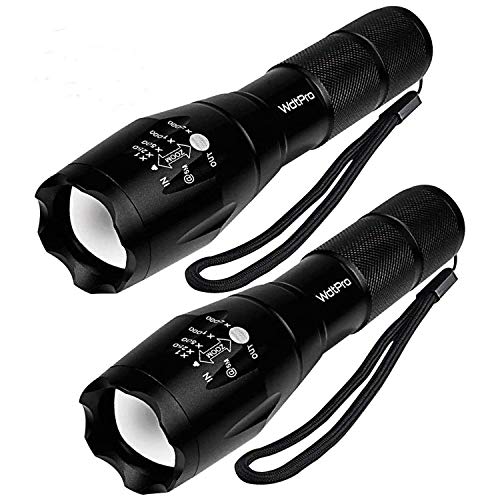 LED Tactical Flashlight 2 Pack, WdtPro Super Bright Compact LED Flashlights with 5
