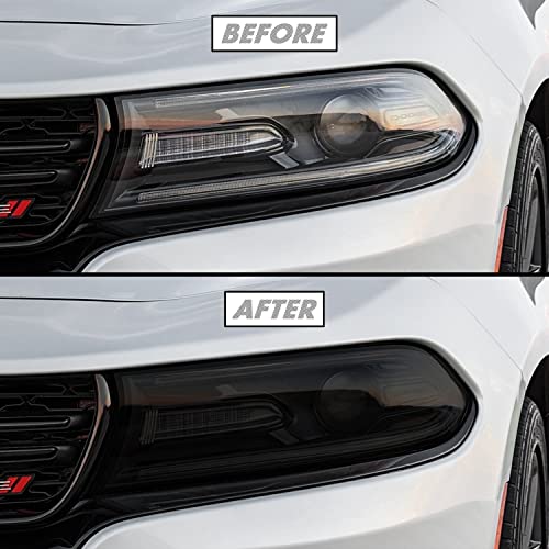 SlickMod PreCut Vinyl Smoke Tint for 2015-2022 Dodge Charger Headlight (20% Dark Smoke, 1. Headlight)
