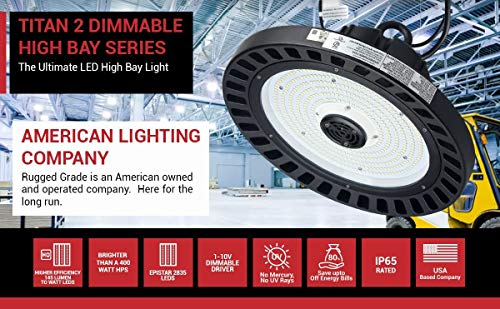 Ruggedgrade 40,000 Lumen Led High Bay Light - Titan Iii 300 Watt Led High Bay Lighting Ufo Led Light - Ultra Efficient 150 Lumens To Watt - 5000K – Dimmable - Dlc Premium #TOP5