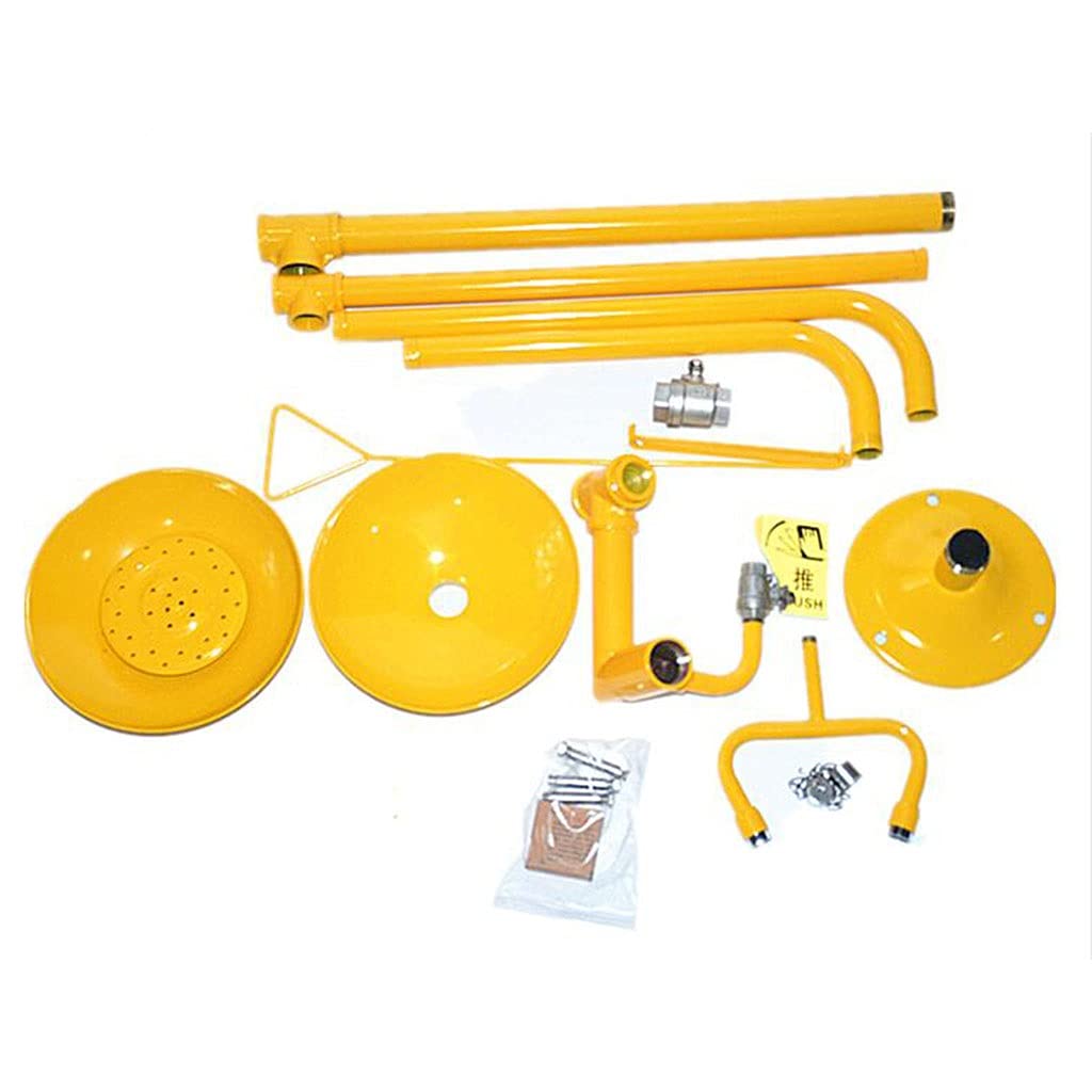 Sistema Combinado de Ducha de Seguridad y lavaojos con Revestimiento ABS Llamativo y Acero Inoxidable.