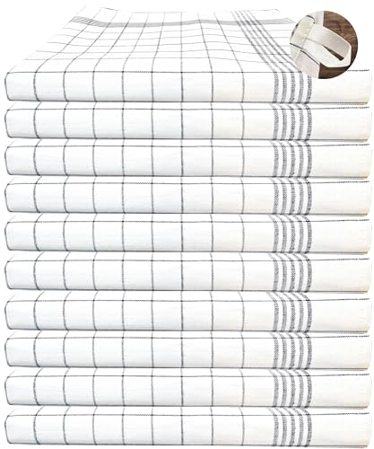 MTEXT Geschirrtücher Halbleinen 50% Baumwolle 50% leinen 50x70 cm 10er Set (Grau)