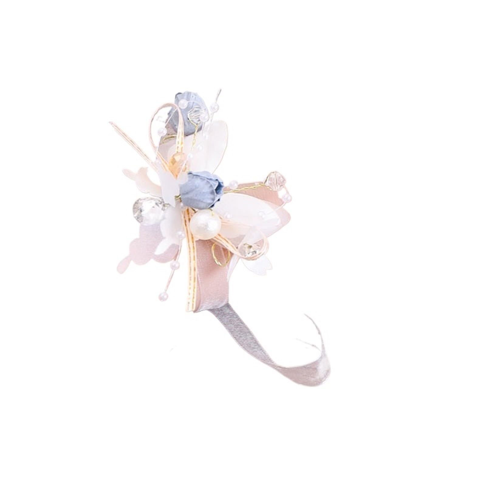 EEfpxwtz Prom corsage wrist flower， 4 pcs Pearl Cryst Wrist Corsage Brsmaid Hand Flower Br Wedding Multicolor(COLOR6)