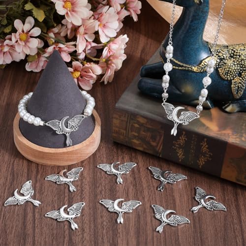 SUNNYCLUE 40Pcs Gothic Charms Bulk Silver Butterfly Charms Cicada Butterfly with Moon Phase Tarot Ouijas Magic Charm for jewellery Making Charms Women Necklace Earring Bracelet Gift Diy Halloween - Image 4