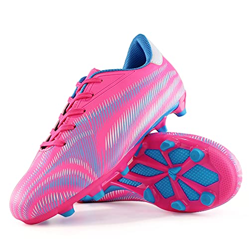 Hawkwell Boys Girls Athletic Outdoor Soccer Cleats Soccer Shoes(Toddler/Little Kid/Big Kid),Pink Pu,5 M Us #TOP4
