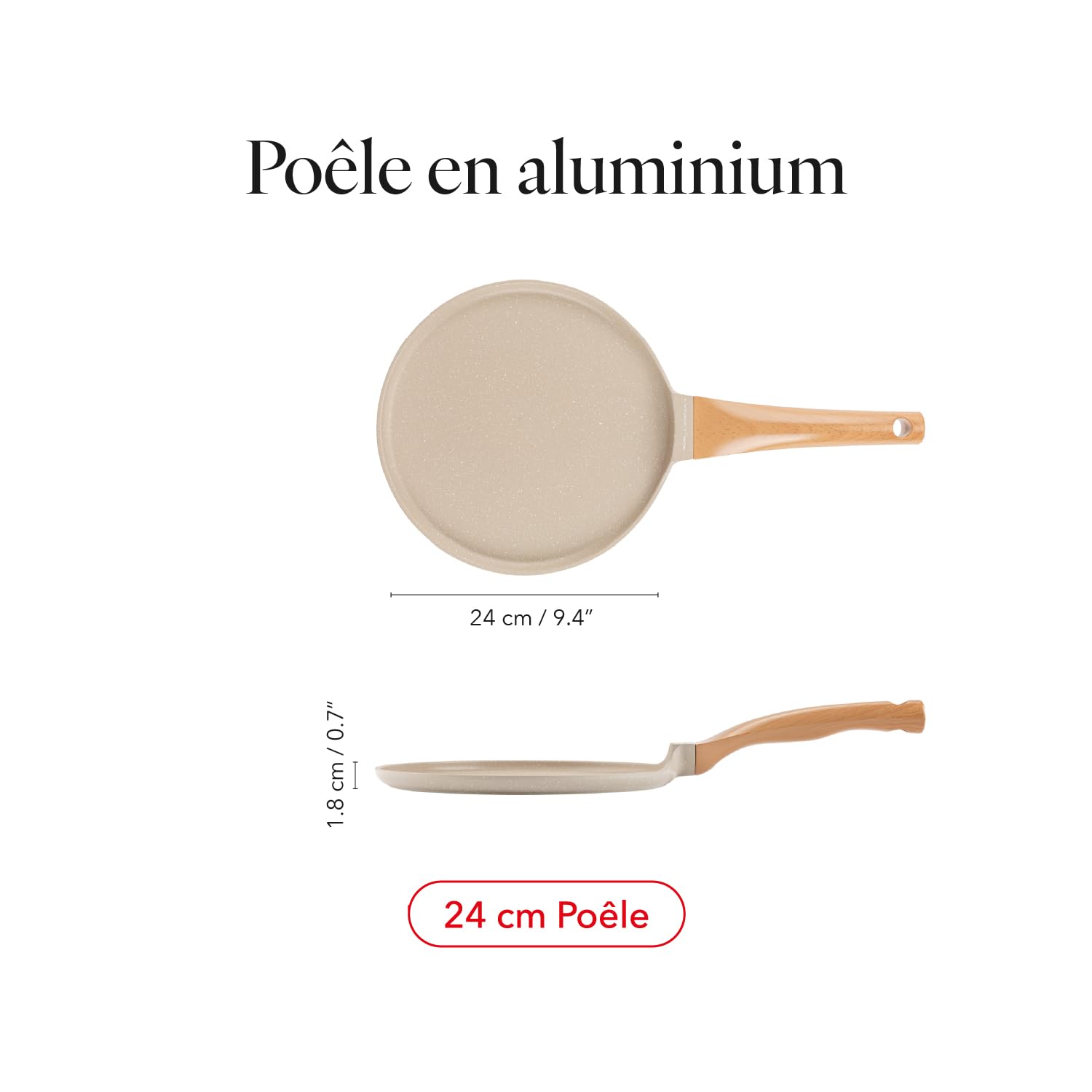 FLORINA Poêle à Crêpes en Aluminium OSLO (24 cm) I Revêtement Antiadhésif Céramique I Résistante à la Déformation et aux Dommages I Crepiere Adaptée pour les Plaques à Induction, à Gaz et Électriques
