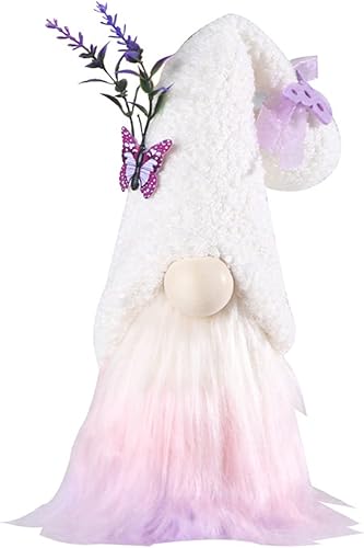 Wtosuhe Peluche de gnomo de mariposa de lavanda morado para el hogar, primavera y verano, gnomo de felpa morada, peluche sueco Tomte, regalo para