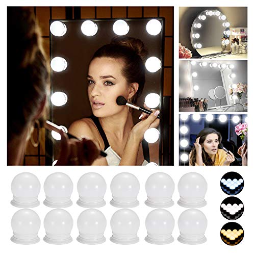 Vanity Mirror Lights Strip Portable Kit Hollywood Style LED Makeup Lights with 12 Dimmable Bulbs for Makeup Dressing Table with 5-Level Adjustable Brightness Touch Dimmer