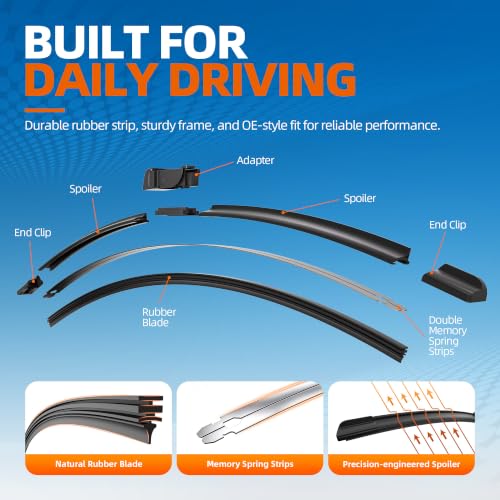 Image of 22 inch22 inch (Top Lock) Windshield Wiper Blades Automotive Replacement for CHEVY Silverado 1500 2500 3500 2018-2014 /GMC Sierra 2018-2014 OEM Quality Premium 2 Pack