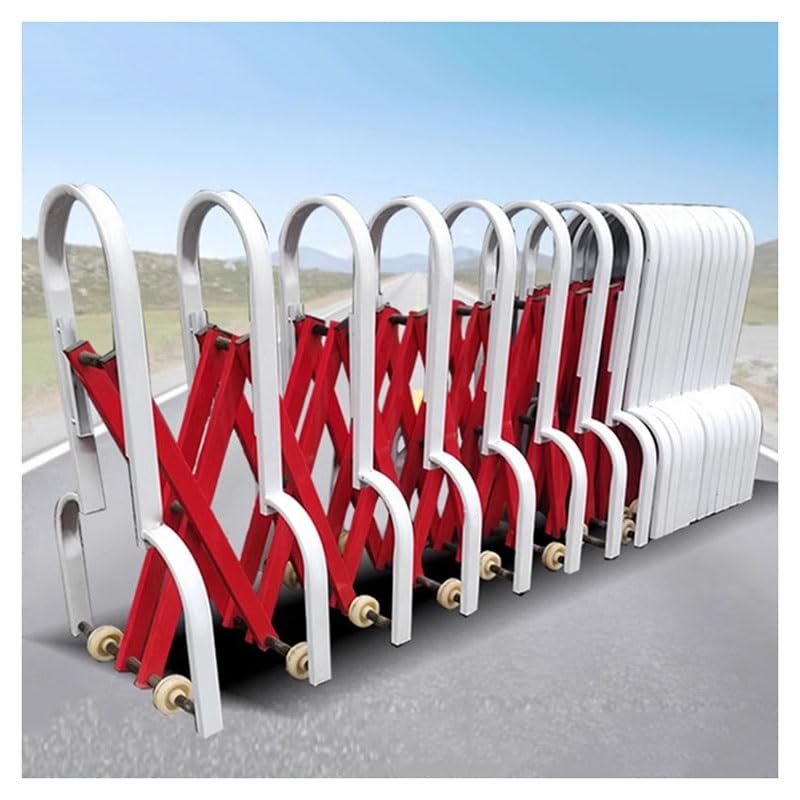 PFCDZDU Expandable Mobile Barricade, Folding Security Driveway Gate Safety Barrier with Casters, Adjustable Traffic Fence for Road Construction Traffic Control(Red+White,10x0.85m)