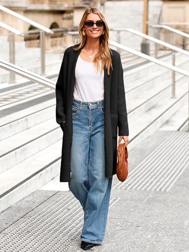 Simplee Womens Long Fall Winter Knit Cardigan Sweater Open Front Oversized Coat Jacket Casual Trendy Outfits2