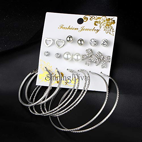 Image of Shining Diva Fashion Stylish Pairs Metal Earrings for Women and Girls