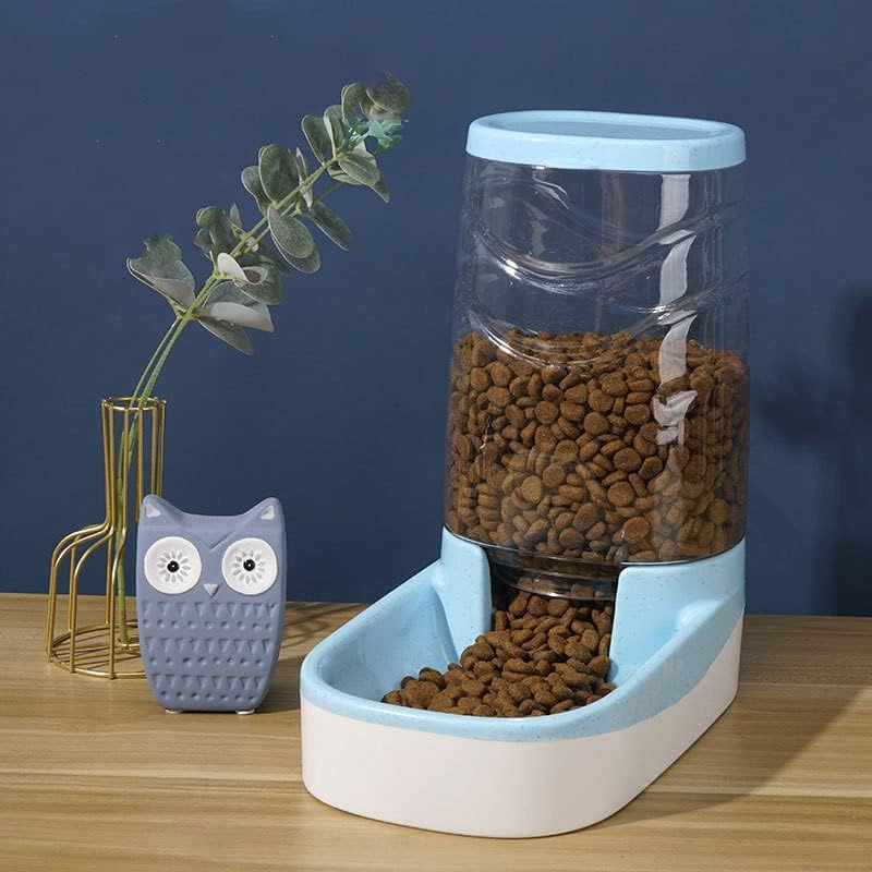 Miniatura 6 de Comedero automático para gatos con gravedad para perros de 1 galón, comedero autodispensable para mascotas pequeñas y medianas, gran capacidad (azul)