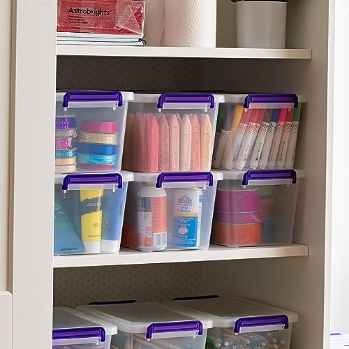 Image of IRIS USA 5 Qt. Plastic Craft Storage Container Bins with Lids, 6 Pack, Small Art & Office Supply Organizer Tote, Sensory Bins & Boxes for Home & University, Stackable, Carry Handle, Clear