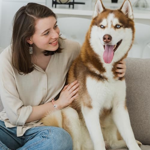 ZqlDDayUP Benutzerdefinierte Bild Armband - Personalisiertes Foto Mit Hund Pfote Projektion im Inneren - Paw Charm Memory Geschenk für Tierliebhaber