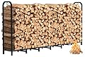 Gtongoko 8ft Heavy Duty Metal Firewood Rack Outdoor Indoor Adjustable Fire Wood Holder Rack for Fireplace, Log Racks for Firewood Outdoor, Wood Pile Storage Organizer, Black