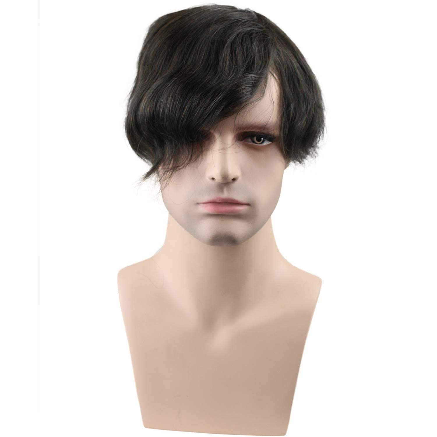 Hair Replacement for Men Thin Skin Toupee Mono Lace Top Men's Hair Pieces Replacement System #3 Dark Brown Color Human Hair Men's Wig 10x8inch