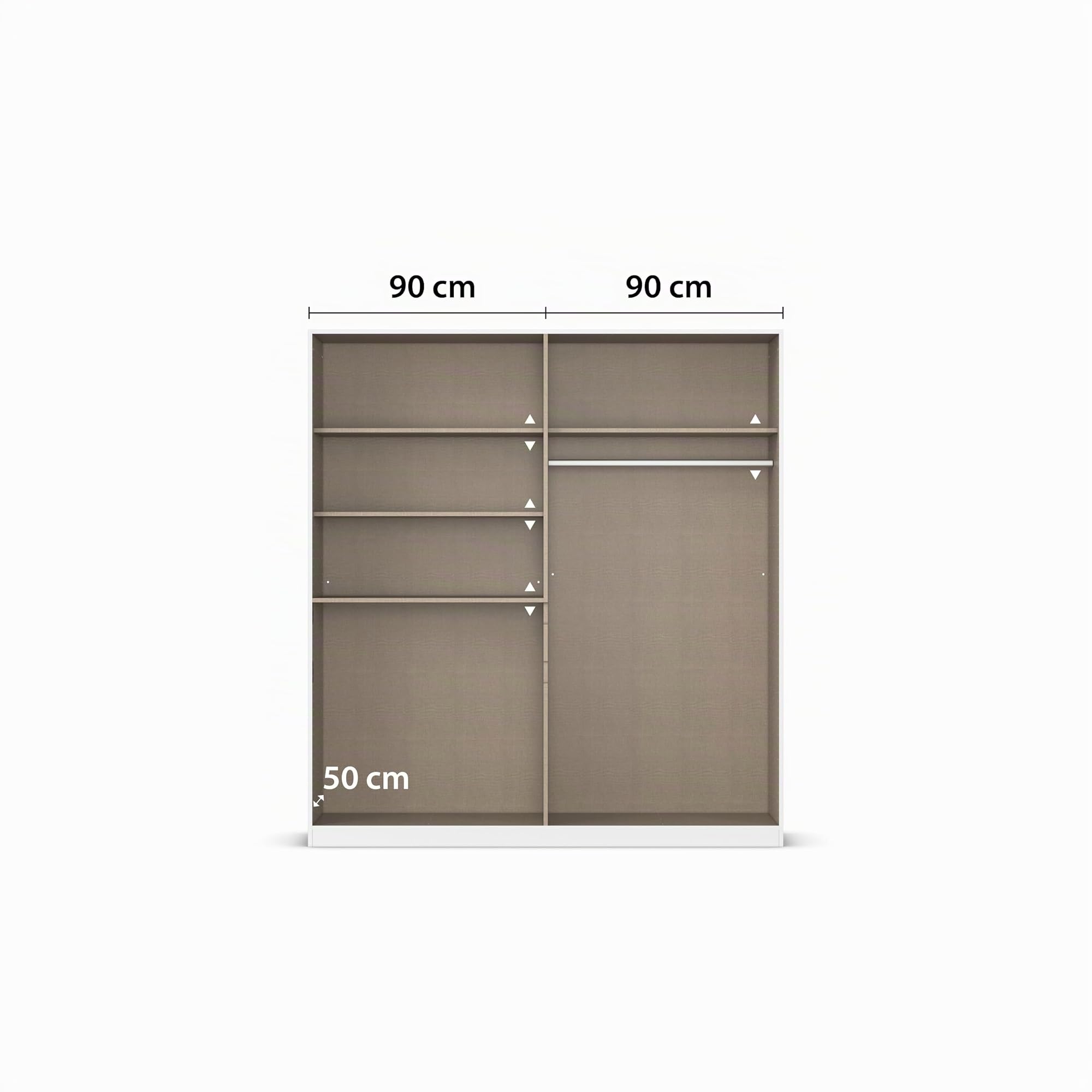 Rauch Möbel TÜBINGEN, Kleiderschrank, Weiß/Grau metallic, Breite 181 cm | Schrank, Kinderkleiderschrank, 6-türig, Spiegel, 1 Schublade, Push-to-open, für Schlafzimmer, Kinderzimmer, Babyzimmer, Flur