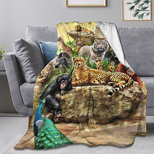 Ultra Soft Flannel Fleece Throw Blanket Modern Animals Safari Wild Cat Lion Africa All Season Warm And Cozy Quilt Blanket For Bed Sofa Couch 50"X40"For Kids #TOP11