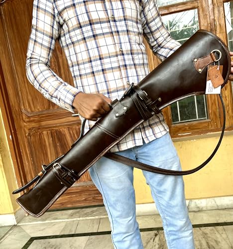 AMAZING HORSE STUFF Western hardwax Leather Shooting/Hunting gun cover shotgun case 34\" Long| leather rifle scabbard with adjustable shoulder strap | (VintageRC1) - Thumbnail 7
