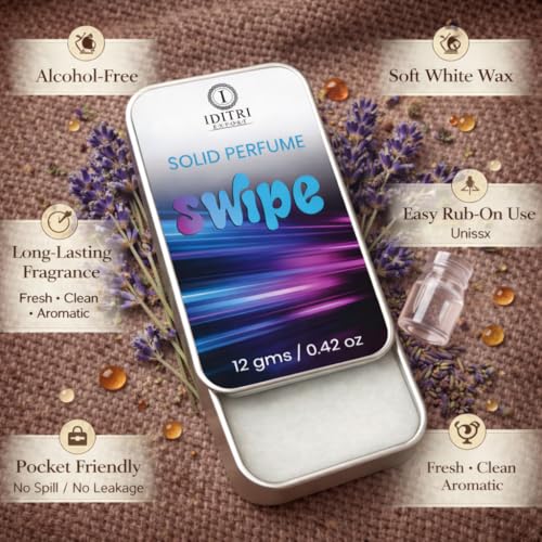 Image of Solid Perfume |OMB leather&Swipe Alcohol Free Wax Perfume Balm, Long Lasting | Pocket Tin 12g, Pack Of 2| Non Greasy Smooth Glide, Travel Friendly Men And Women