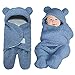 MUSUNFE Baby Jungen Geschenke Spielzeug 0 6 Monate, Niedliche Unisex Neugeborene Kleidung Baby Schlafsack Verdicken Baumwolldecken Plüsch Wickeldecken (Blau)