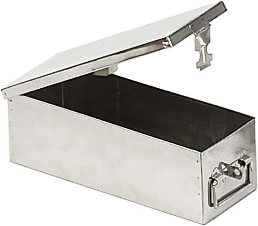 Stainless Steel Safe Deposit Style Box | 4.25 (10.8 cm) x 12 (30.5 cm) x 4 (10.2 cm) | Lockable | Ideal for Documents, Rolled Coins | Home, Office Storage
