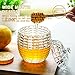 kanpura Crystal Honey Jar with 2 Dippers, Glass Dispenser Honey Pot Containers,Honey Dipper Stick and Jar Set,Handmade Beehive Honey Jar with Dipper(9oz)