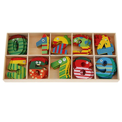 Números de madeira de animal fofo colorido Homyl – Números de artesanato para crianças aprendendo ce