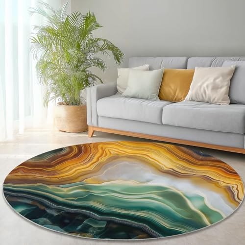 Tapis rond salon 180cm au design abstrait de texture agate unique - 7
