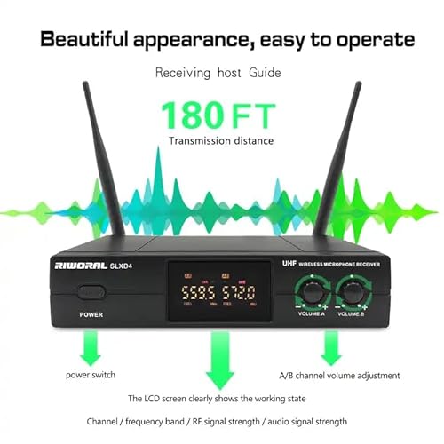 Riworal Wireless Microphone System Dual Uhf Handheld Cordless Mic Set Work Range 180Ft 2 Microphone With Xlr & 1/4 Inch Jack For Church Karaoke Machine Speech Wedding Party Singing #TOP3
