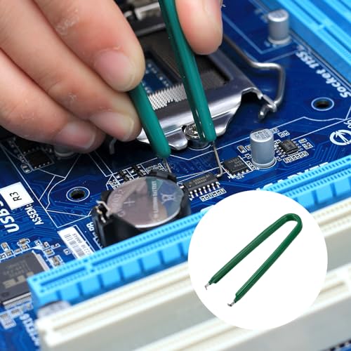 Image of uxcell IC Chip Extractor 100mm Stainless Steel with U Shape IC Chip Switch Puller Green for Component Motherboard, 2pcs