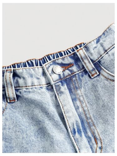 WDIRARA Girl's Cute Cartoon Graphic Ripped Jeans High Waisted Wide Leg Denim Pants4